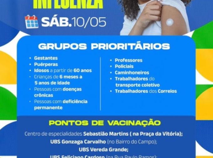 Barão de Grajaú realiza Dia D de Vacinação contra a Influenza neste sábado (10)